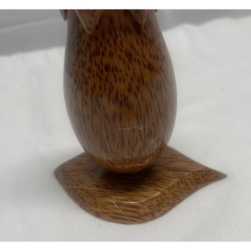 Coconut Wood Toothpick Holder Hand Carved Small Pear Home Decor Dining Room EUC